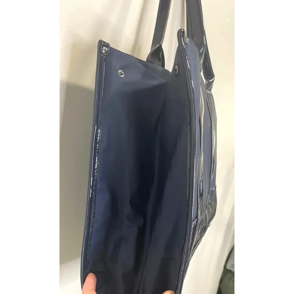 Aimee Kestenberg Navy Blue Heston Tote Patent Preppy Professional
